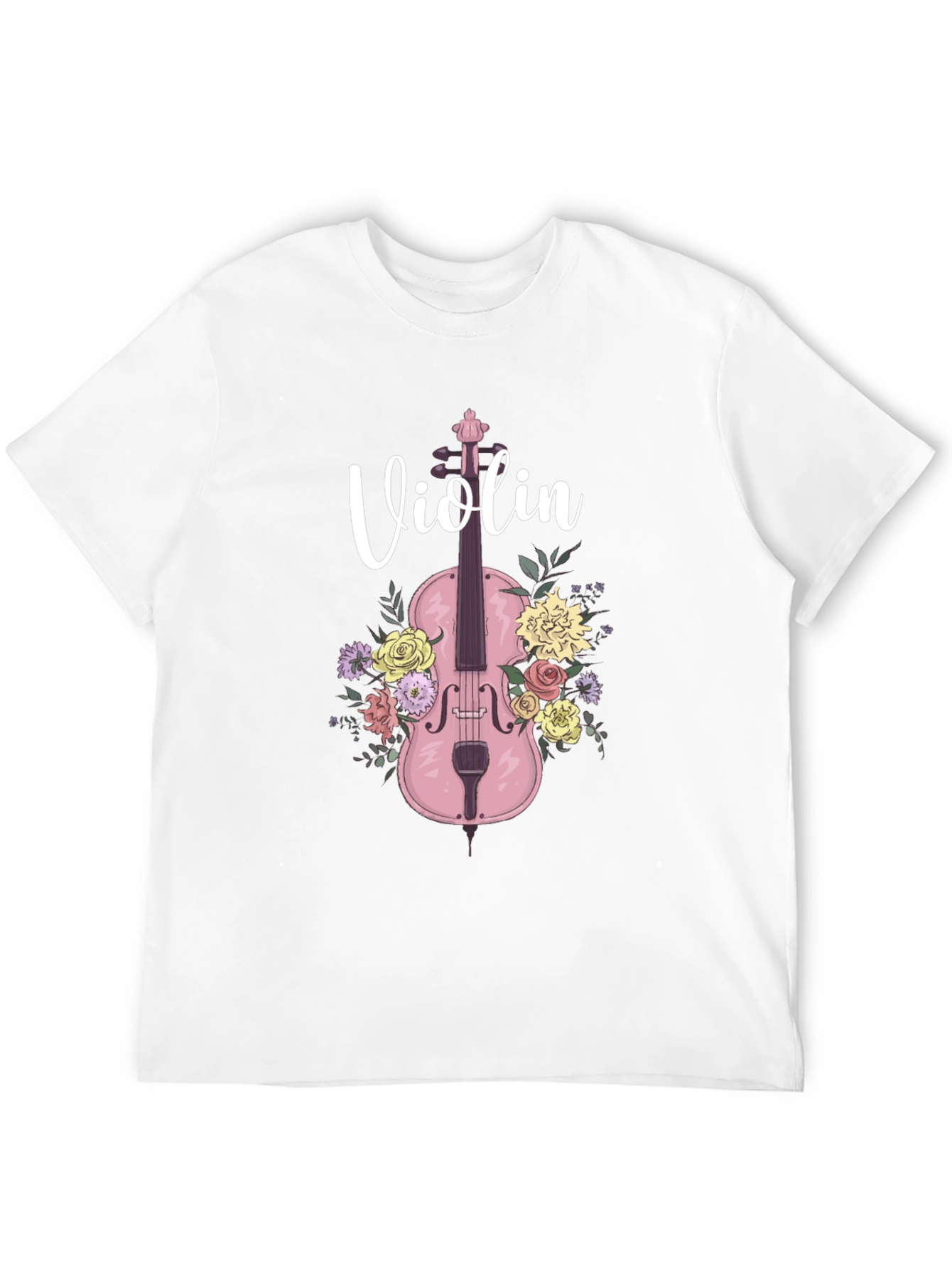 Floral Violin T-Shirt - Musical Design
