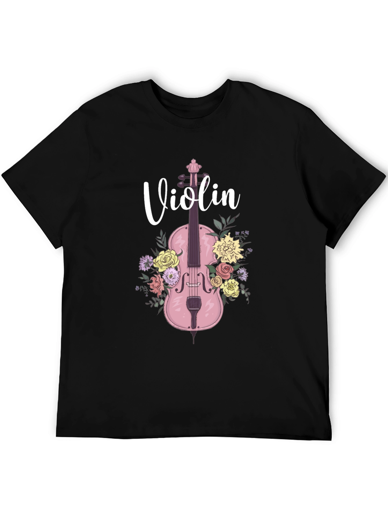 Floral Violin T-Shirt - Musical Design