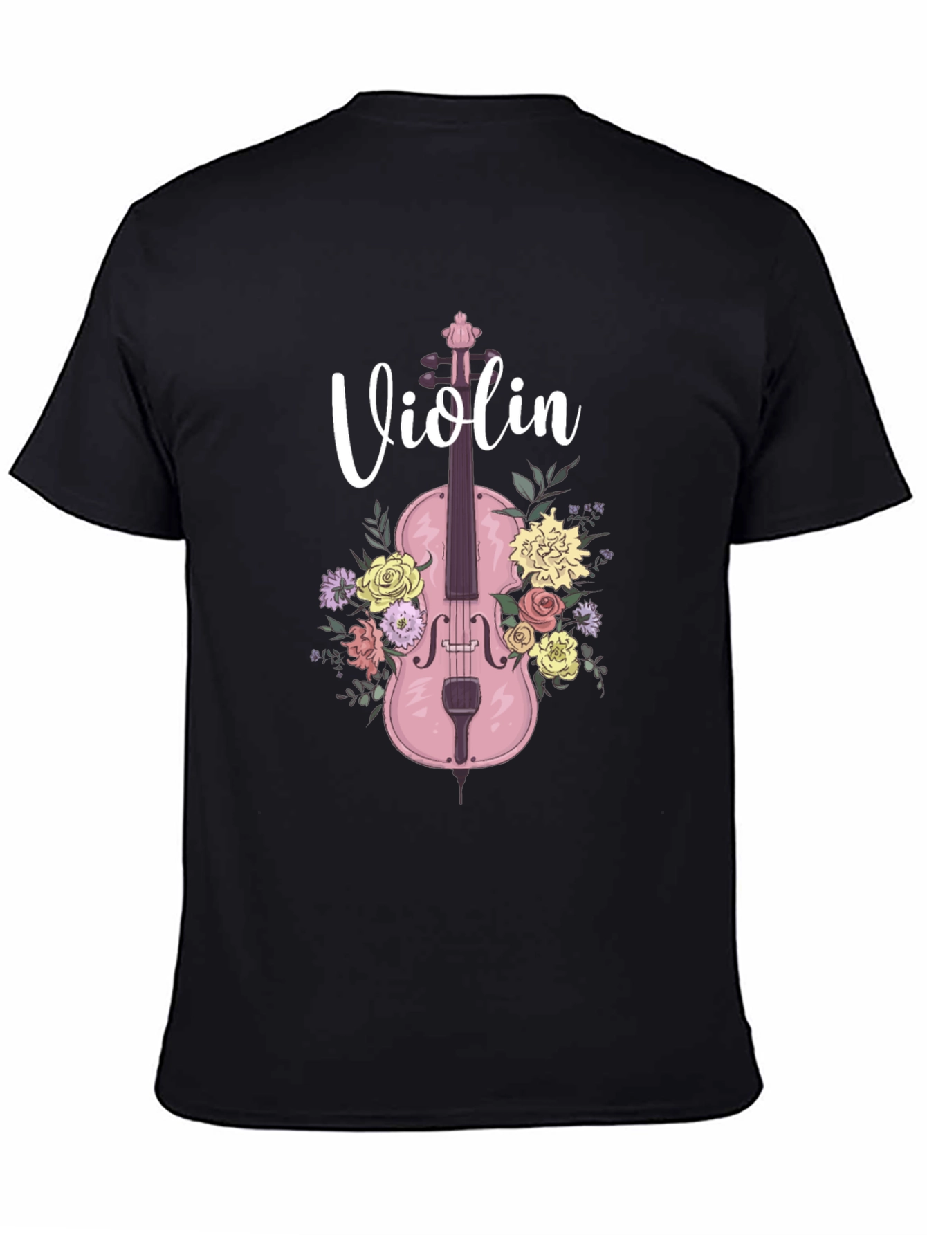Floral Violin T-Shirt - Musical Design