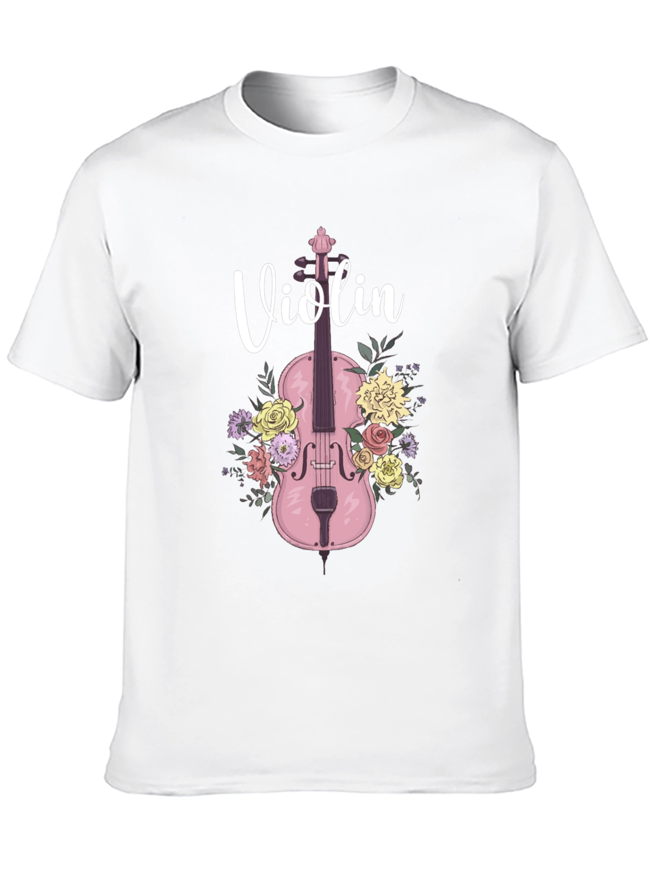 Floral Violin T-Shirt - Musical Design