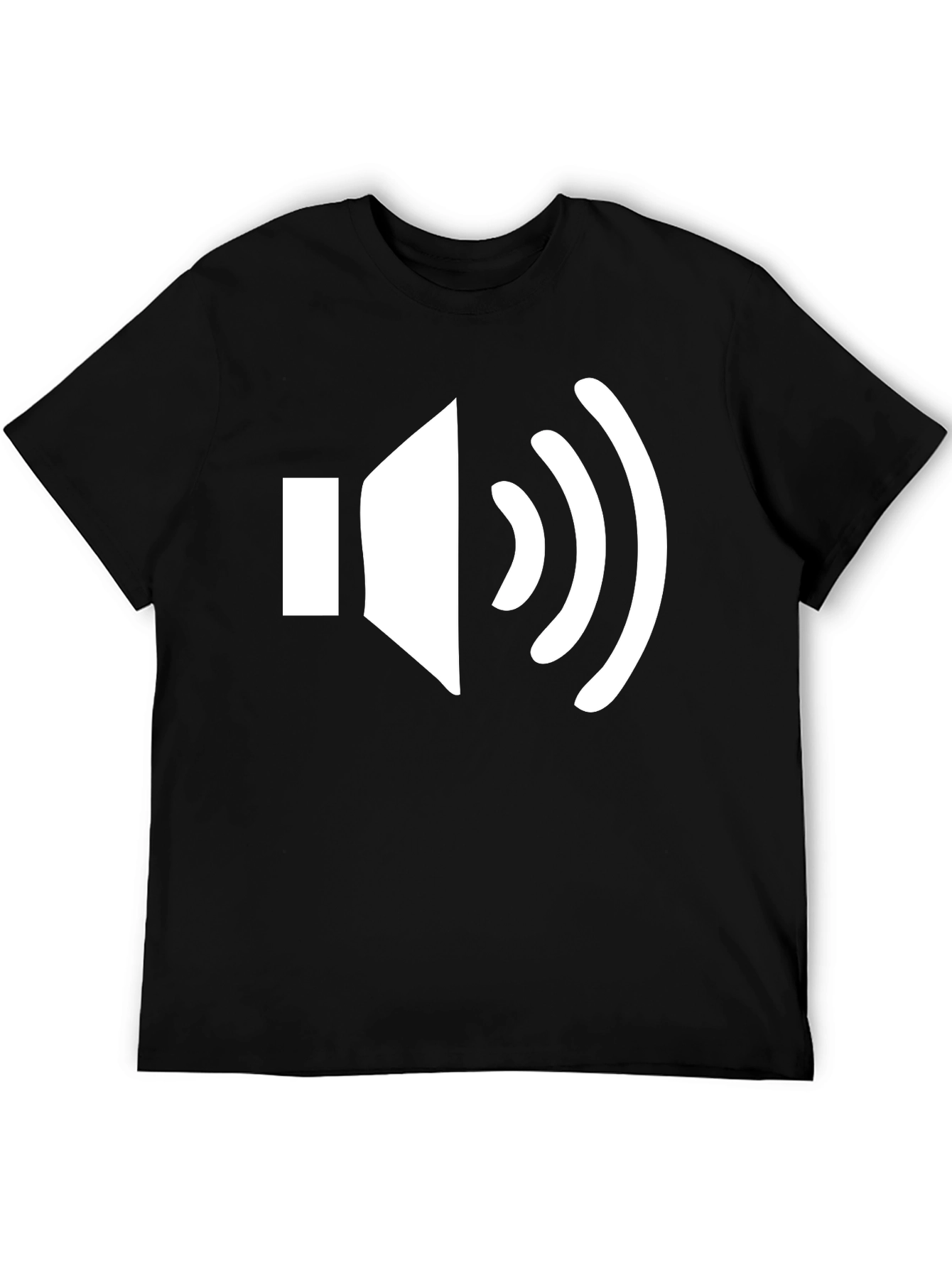 Black T-Shirt with White Speaker Graphic