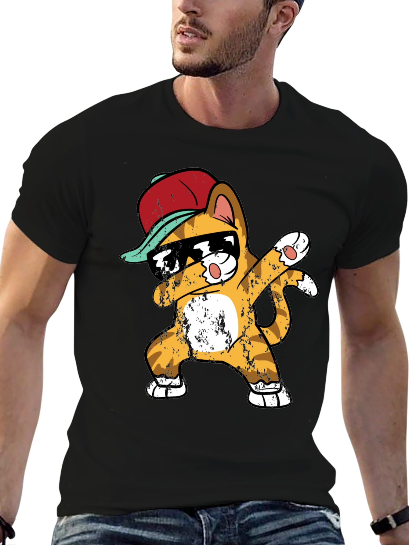 Cool Cat Dab T-Shirt - Mens Black Tee