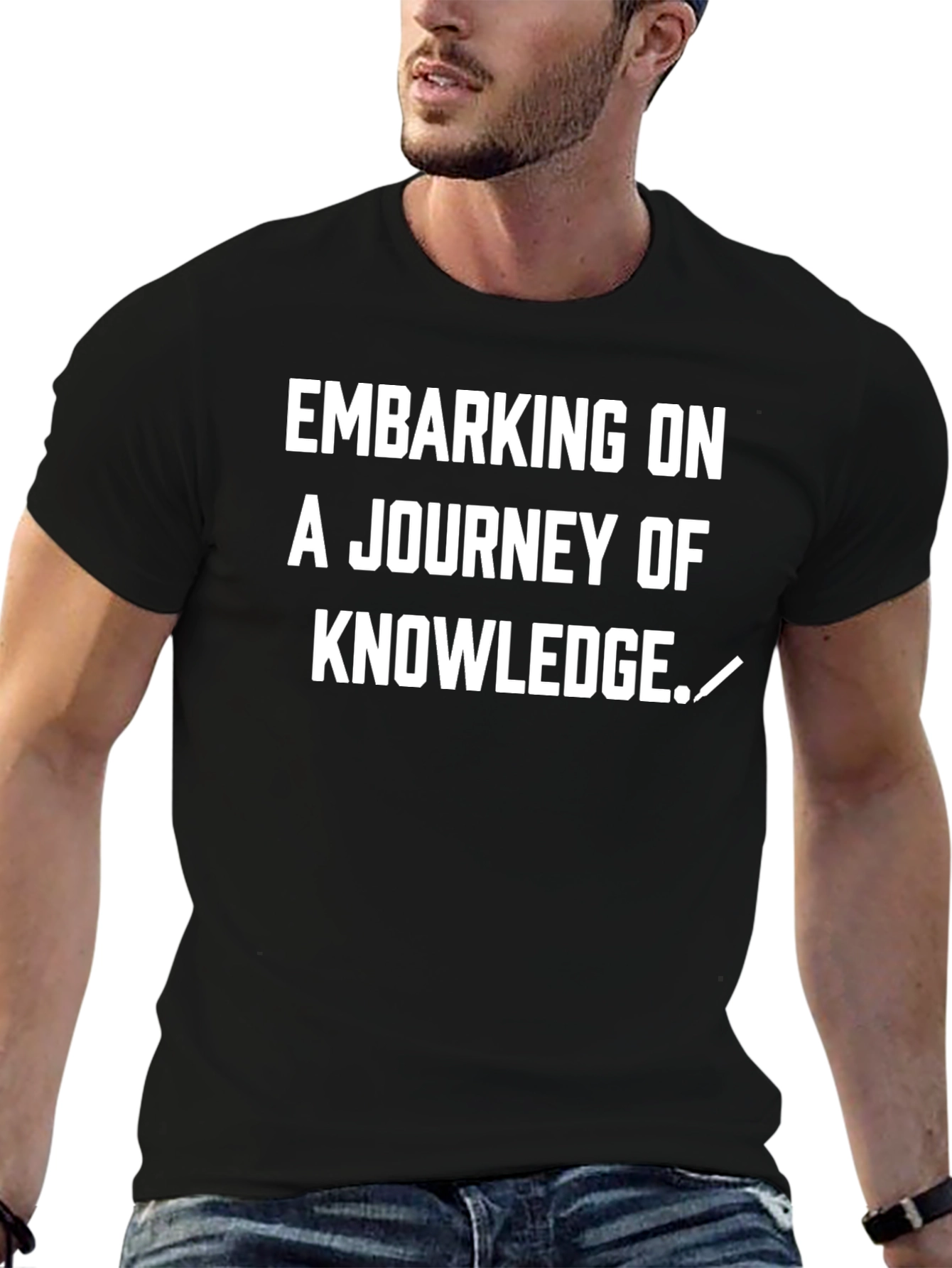 Journey of Knowledge Black Graphic T-Shirt