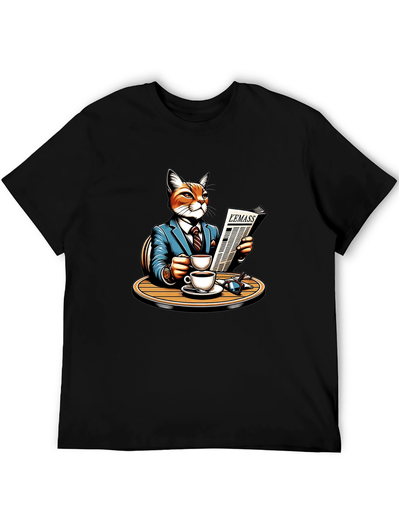 Cat Reading Newspaper Graphic Tee