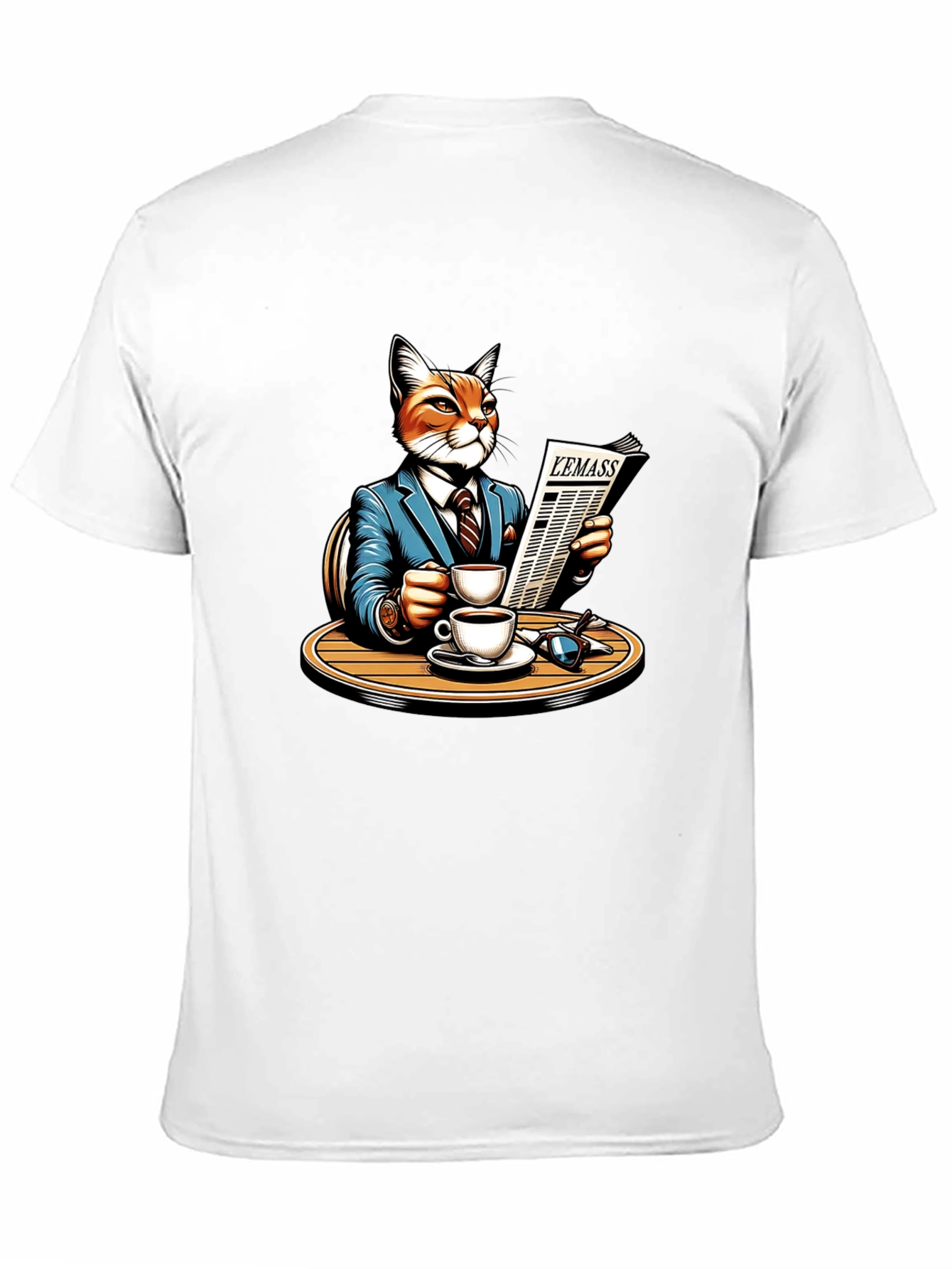 Cat Reading Newspaper Graphic Tee