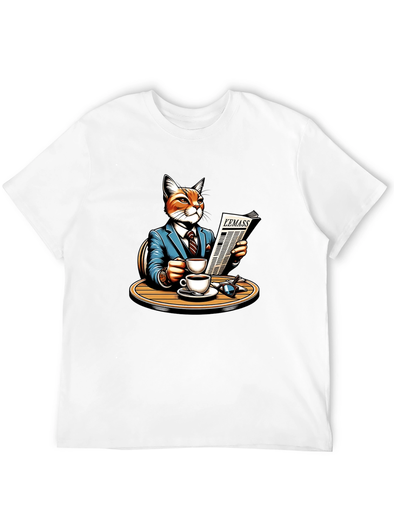 Cat Reading Newspaper Graphic Tee