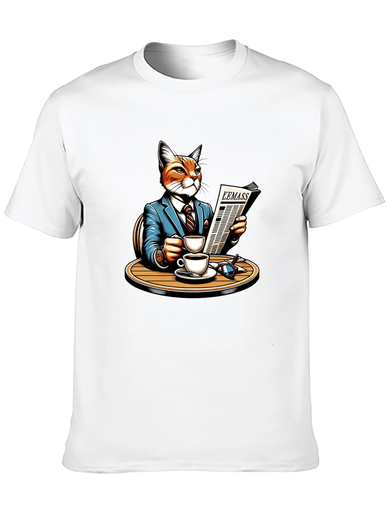 Cat Reading Newspaper Graphic Tee