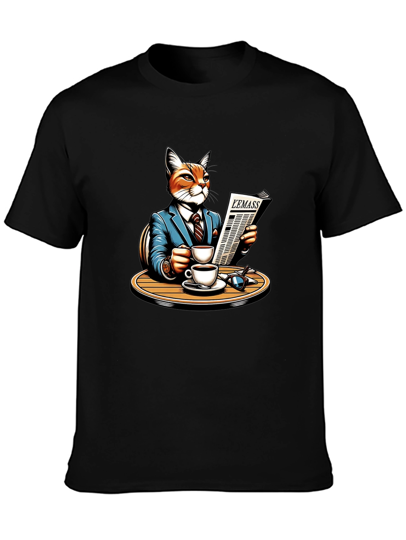 Cat Reading Newspaper Graphic Tee