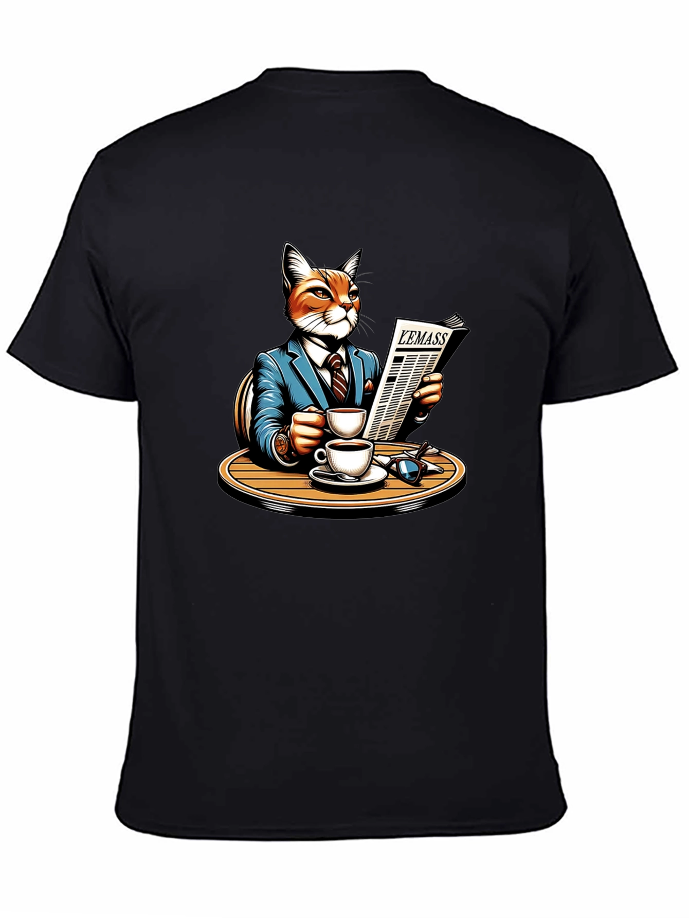 Cat Reading Newspaper Graphic Tee