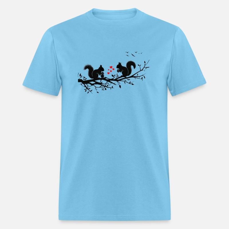 Romantic Silhouette of Squirrels on a Branch with