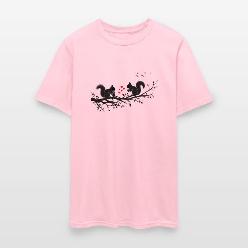 Romantic Silhouette of Squirrels on a Branch with