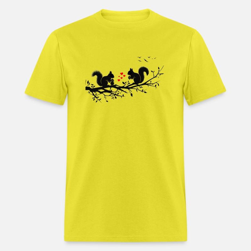 Romantic Silhouette of Squirrels on a Branch with