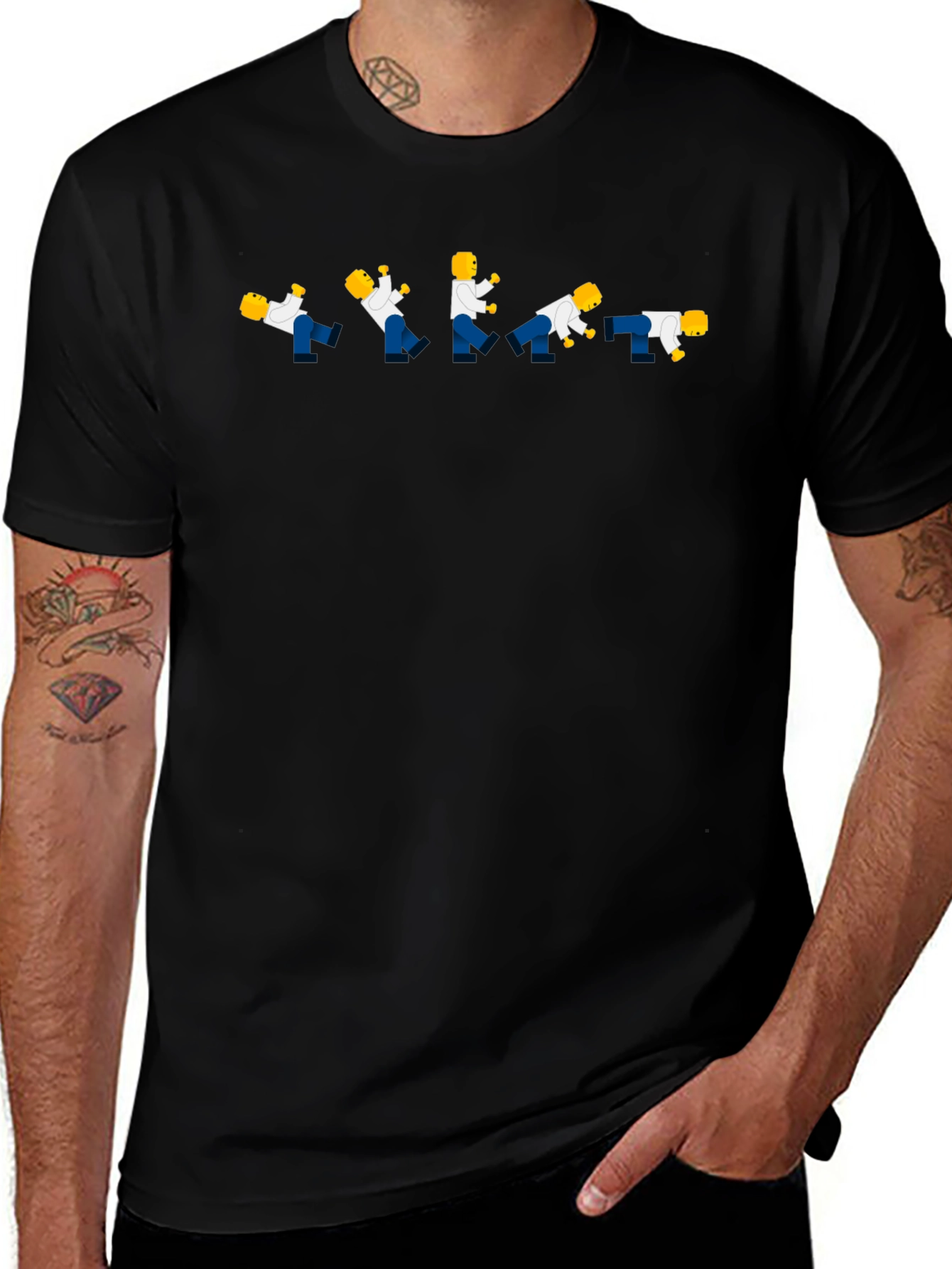 Homer Simpsons Falling T-Shirt - Black Graphic Tee