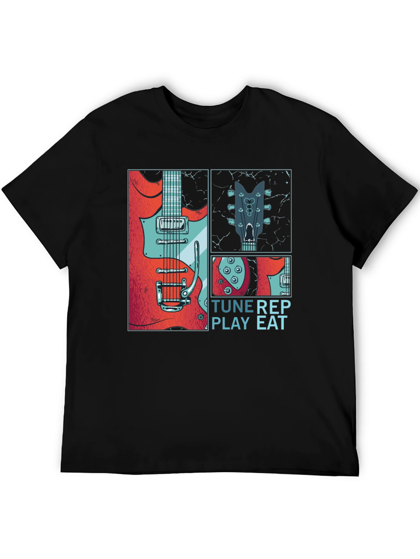 Musicians T-Shirt: Tune Rep Play Eat - Guitar Design