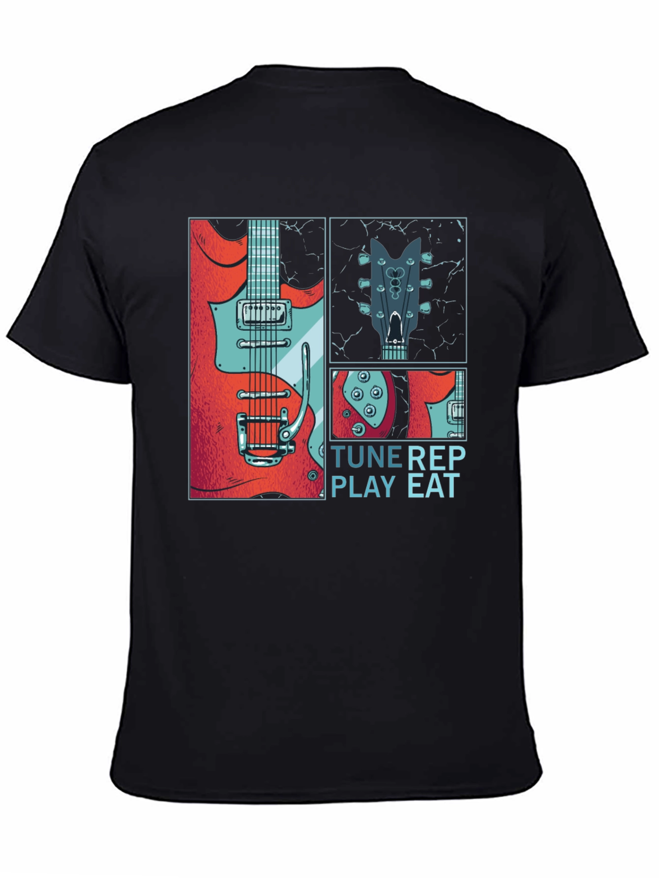 Musicians T-Shirt: Tune Rep Play Eat - Guitar Design