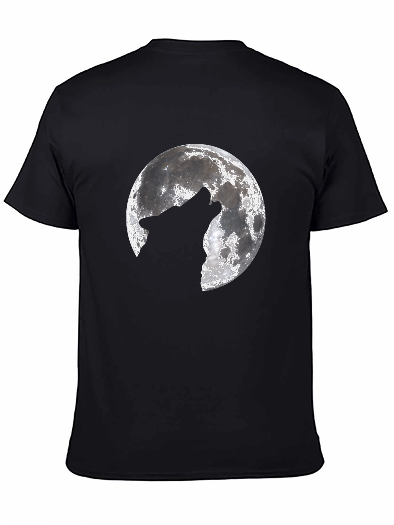 Wolf Howling at Moon Graphic Black T-Shirt