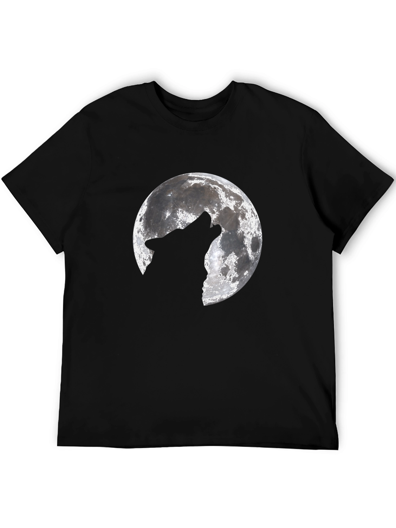 Wolf Howling at Moon Graphic Black T-Shirt