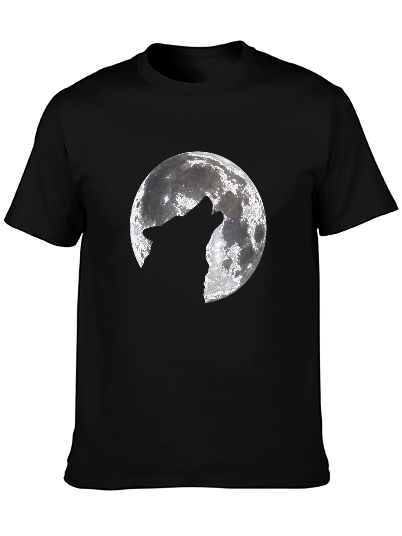 Wolf Howling at Moon Graphic Black T-Shirt