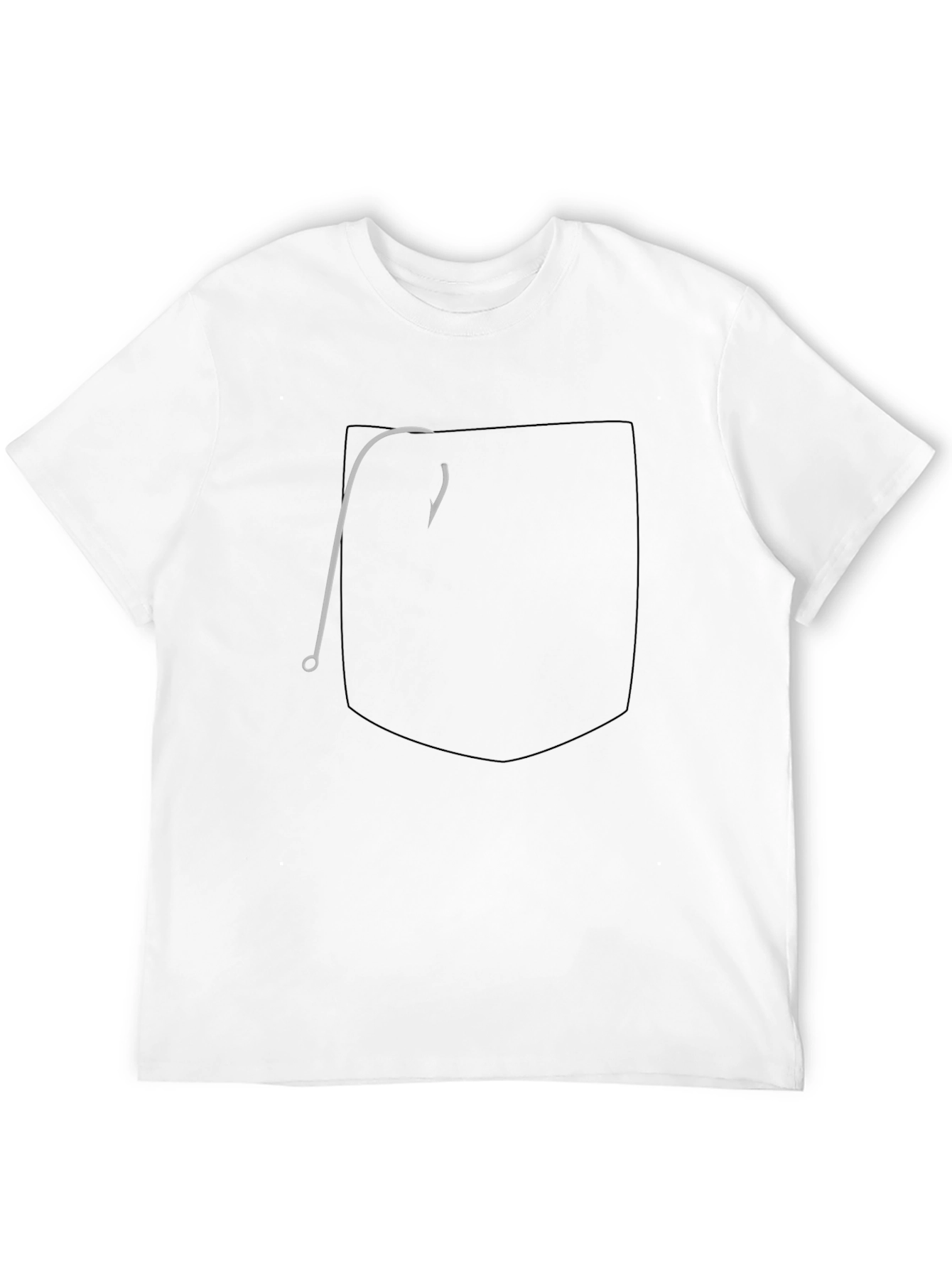 Mens Black Graphic Tee: Pocket Fish Hook Design
