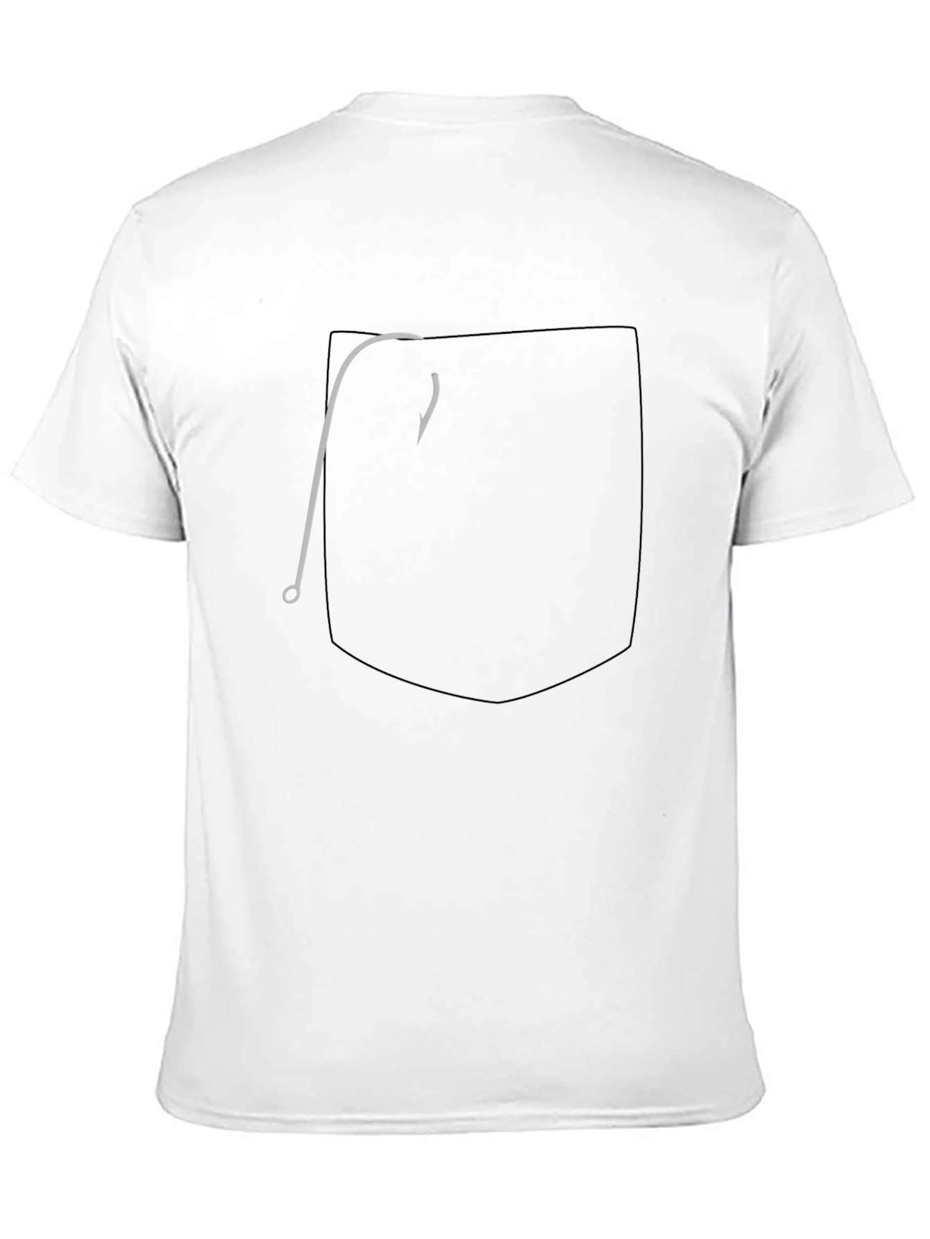 Mens Black Graphic Tee: Pocket Fish Hook Design