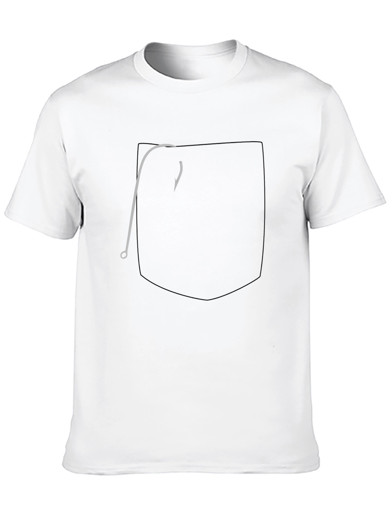 Mens Black Graphic Tee: Pocket Fish Hook Design