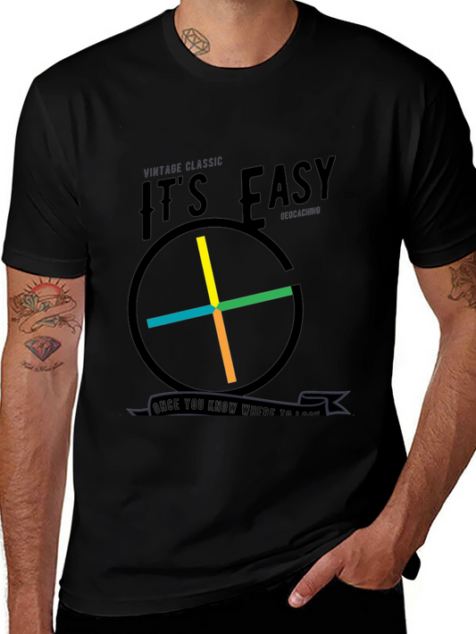 Geocaching Its Easy T-Shirt: Vintage Classic Design