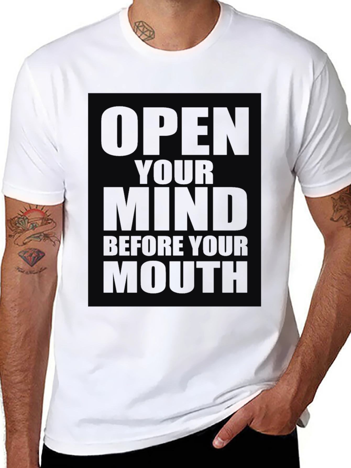 Open Your Mind Graphic Tee - Black Cotton T-Shirt