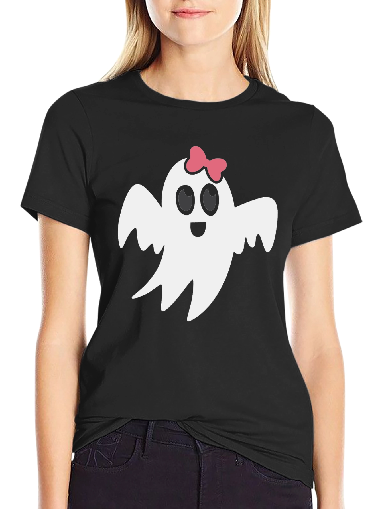 Cute Ghost with Bow T-Shirt - Halloween Style
