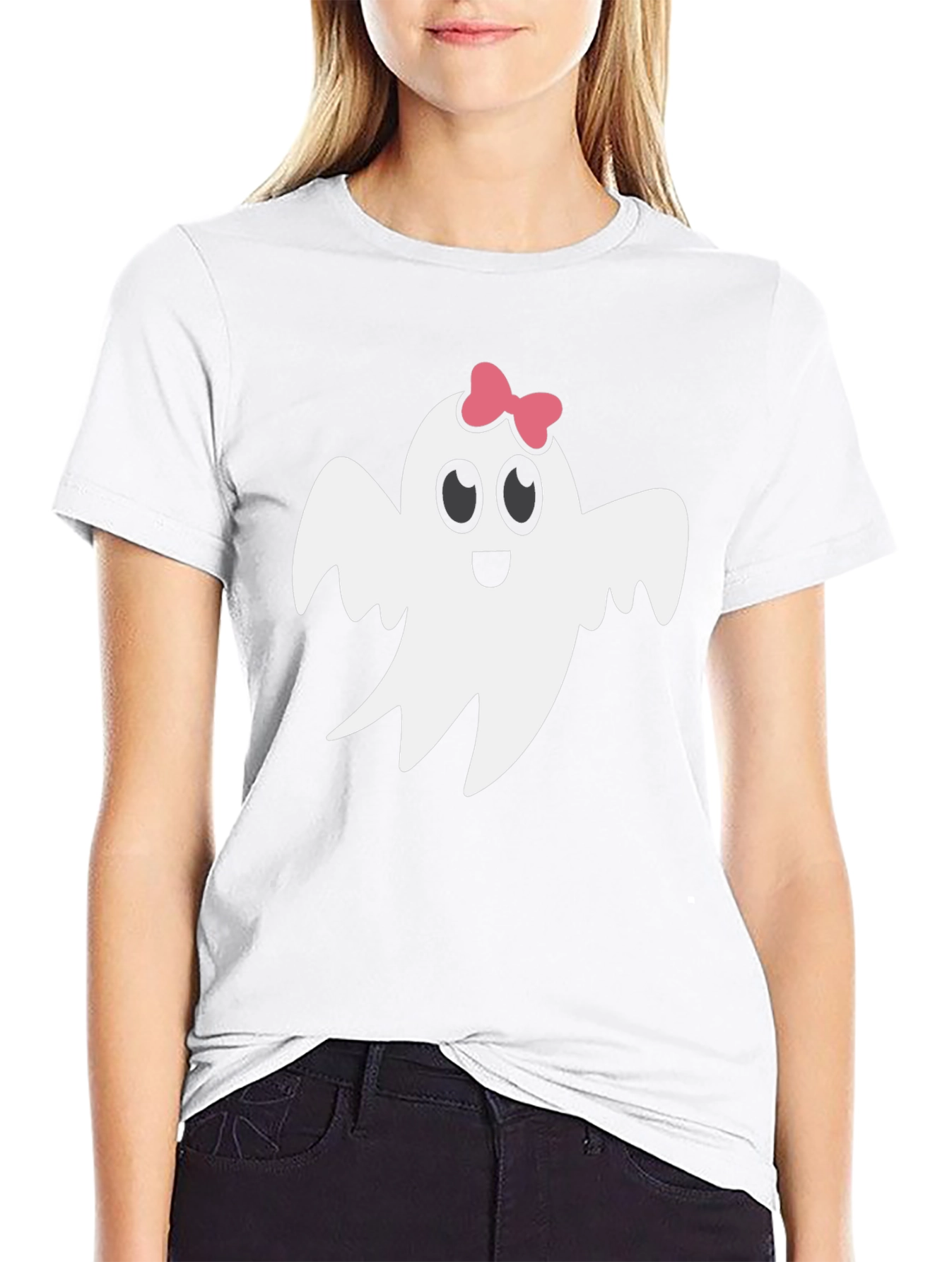 Cute Ghost with Bow T-Shirt - Halloween Style