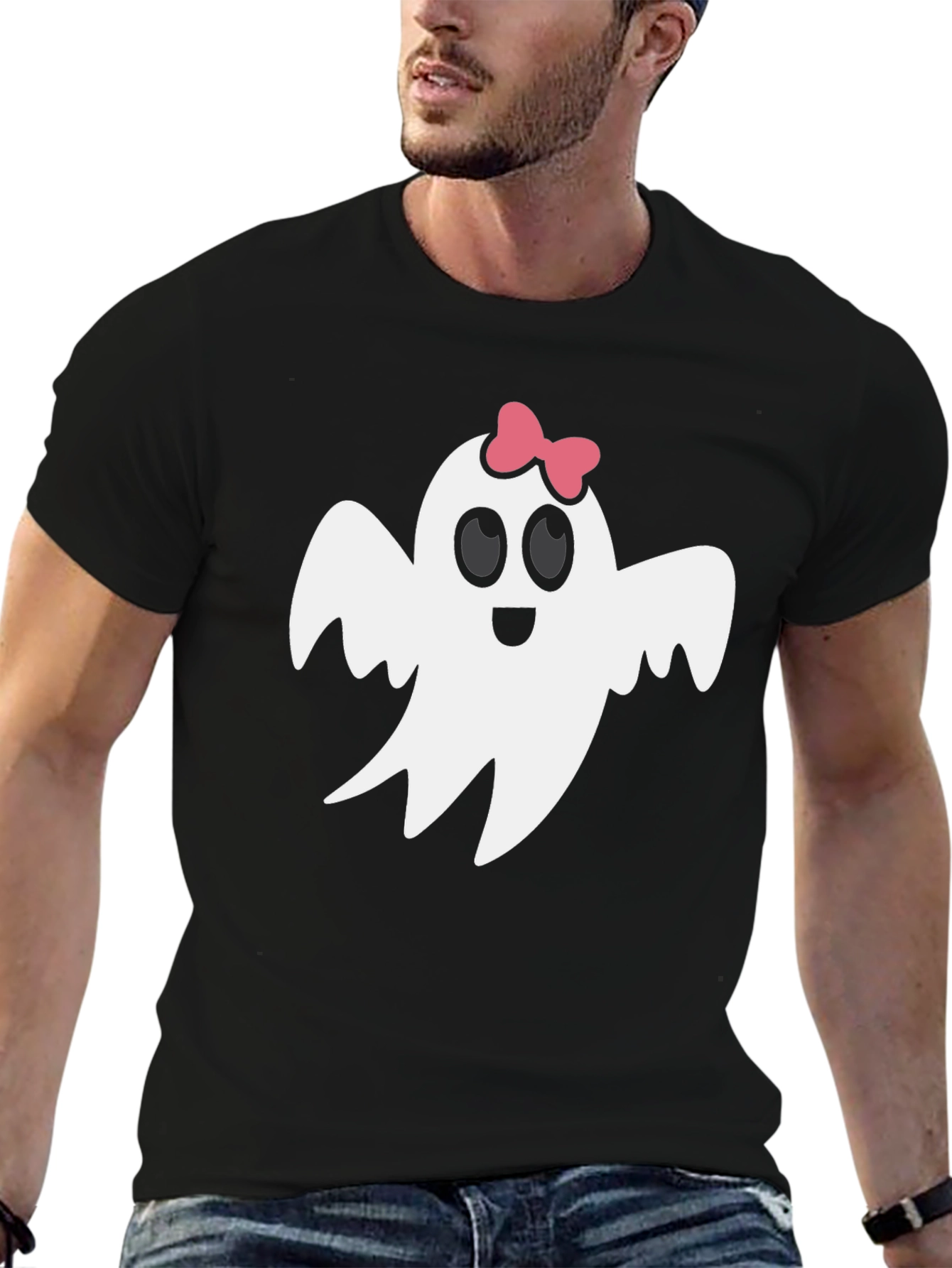 Cute Ghost with Bow T-Shirt - Halloween Style
