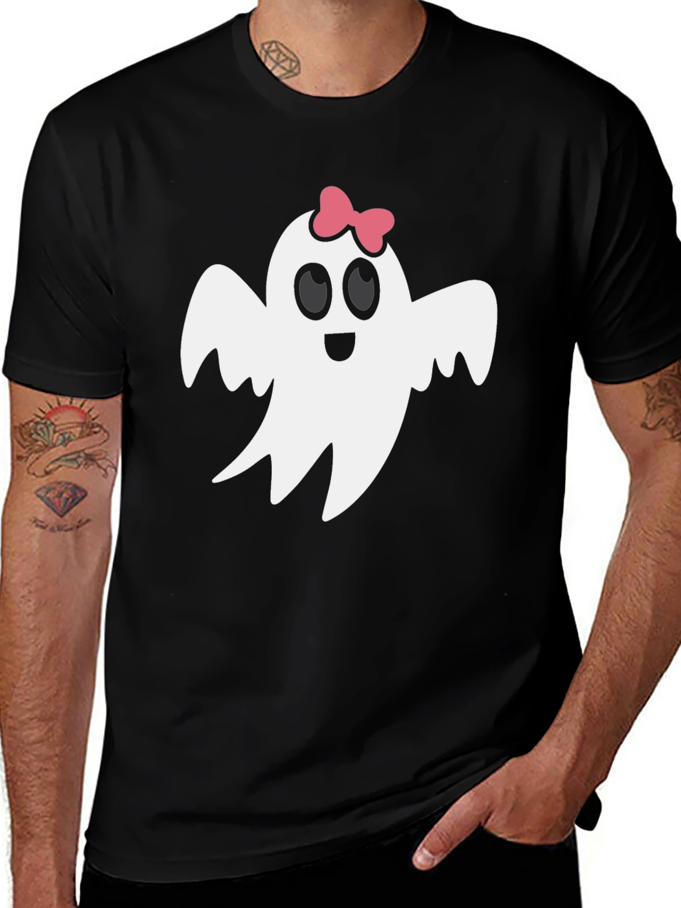 Cute Ghost with Bow T-Shirt - Halloween Style