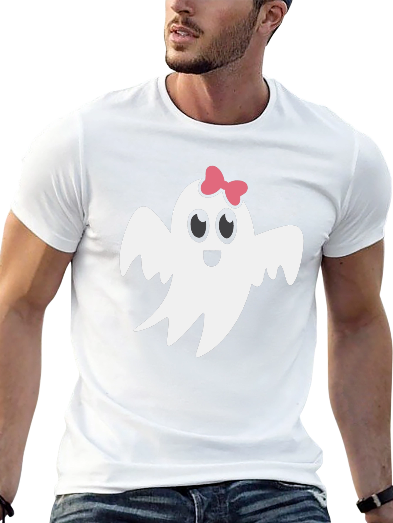 Cute Ghost with Bow T-Shirt - Halloween Style