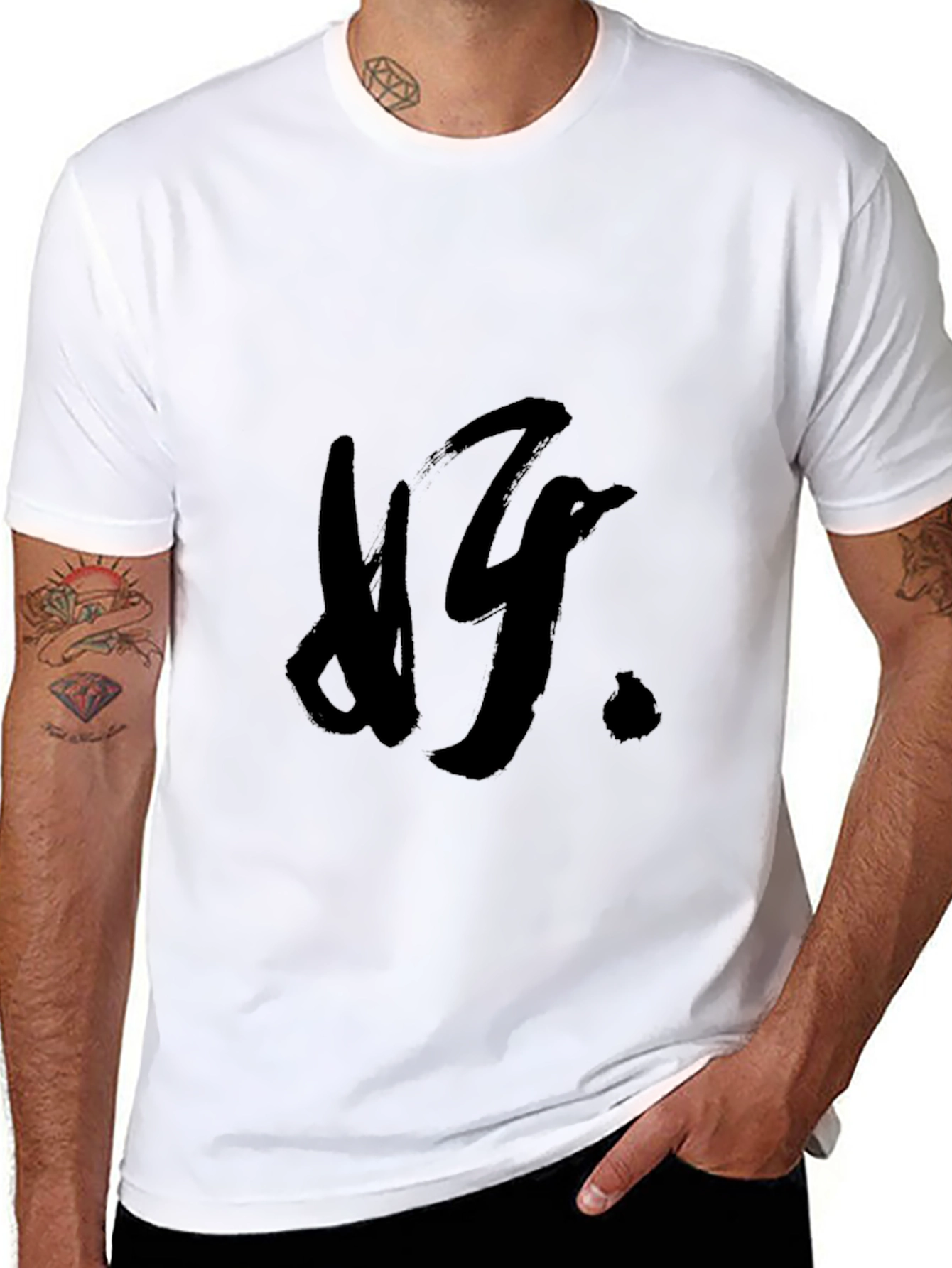 Mens Black T-Shirt with Abstract Design