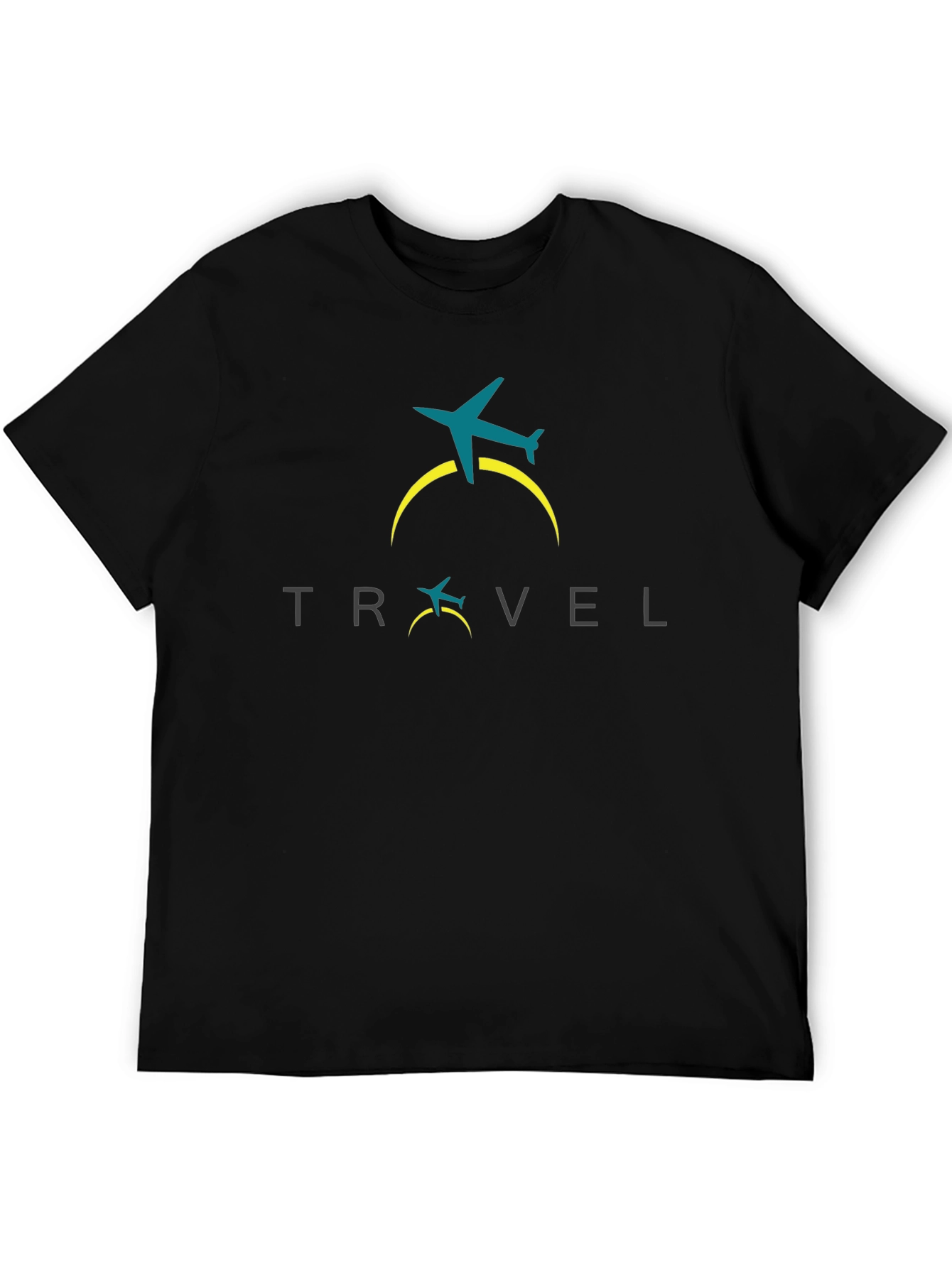 Travel Airplane Graphic T-Shirt - Black
