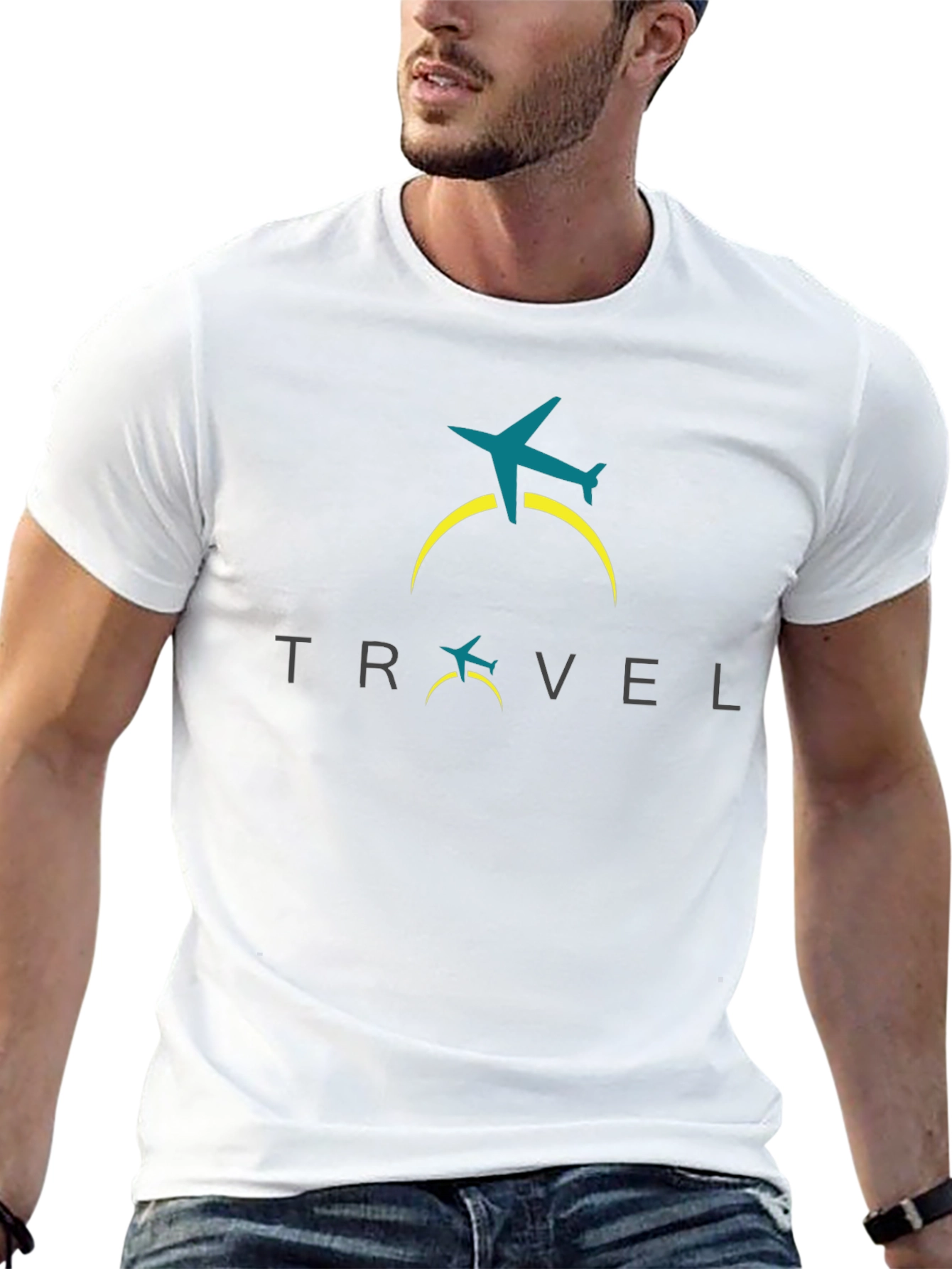 Travel Airplane Graphic T-Shirt - Black