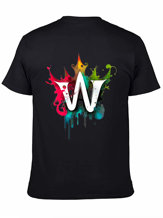 Graffiti Letter W Mens Black Graphic T-Shirt