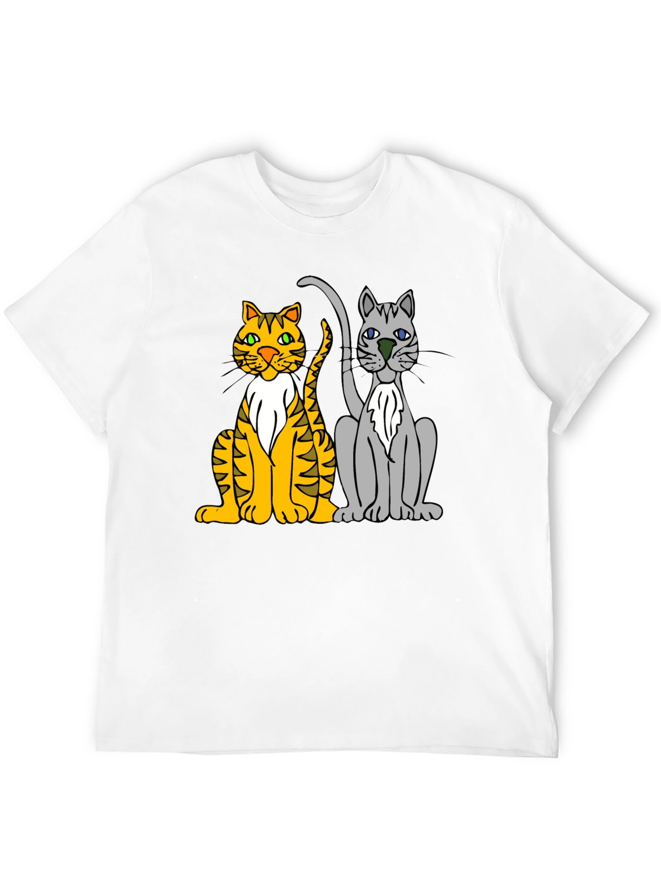 Cartoon Cats Graphic Tee - Mens Black T-Shirt