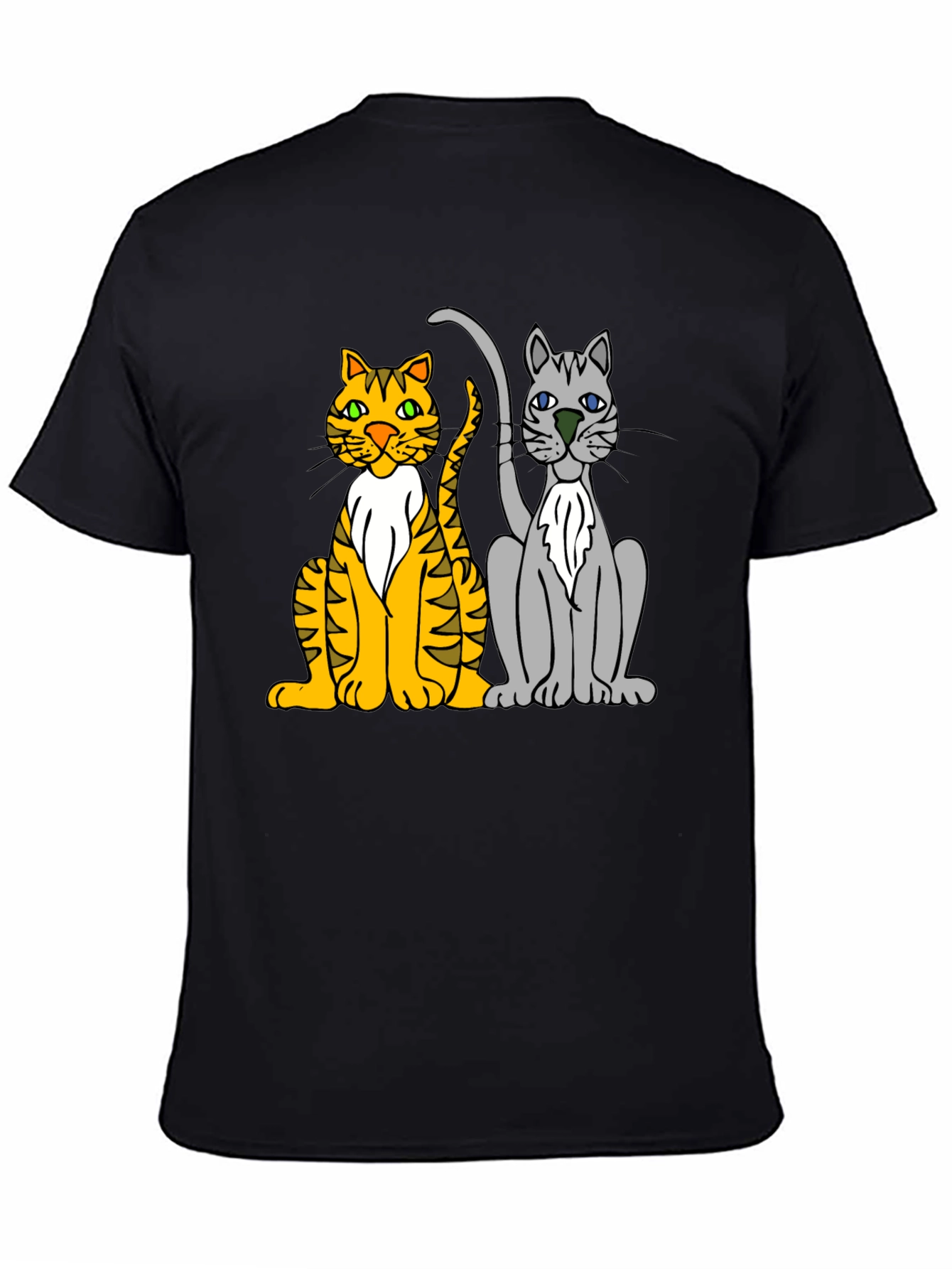 Cartoon Cats Graphic Tee - Mens Black T-Shirt