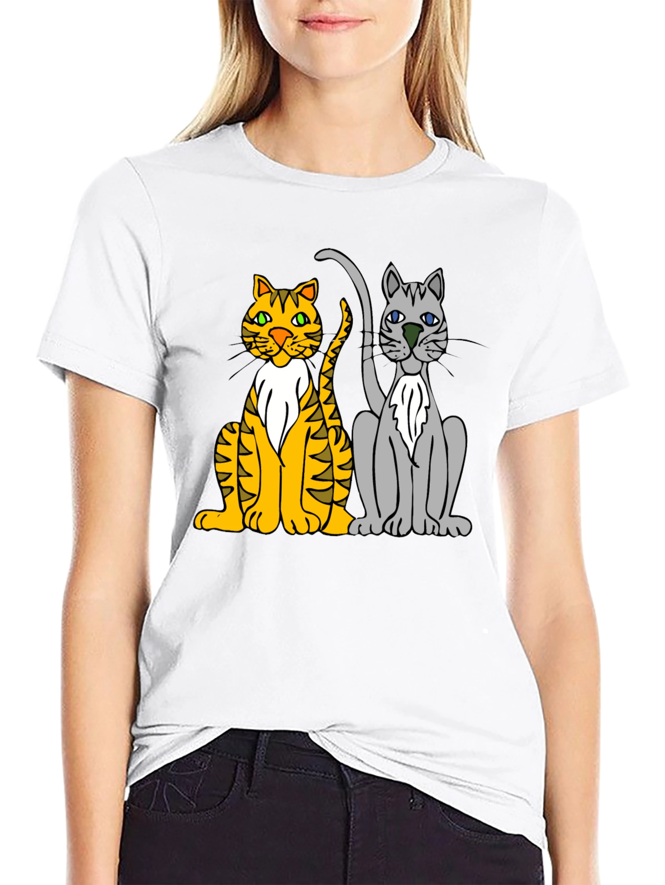 Cartoon Cats Graphic Tee - Mens Black T-Shirt