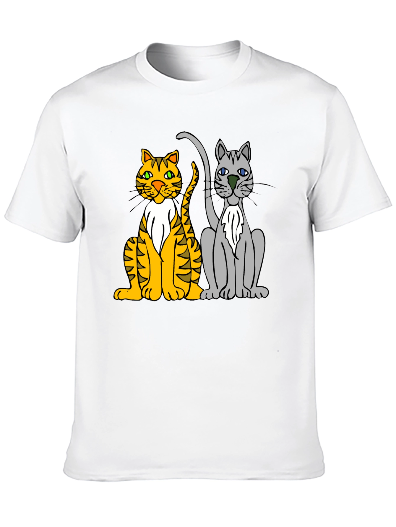 Cartoon Cats Graphic Tee - Mens Black T-Shirt