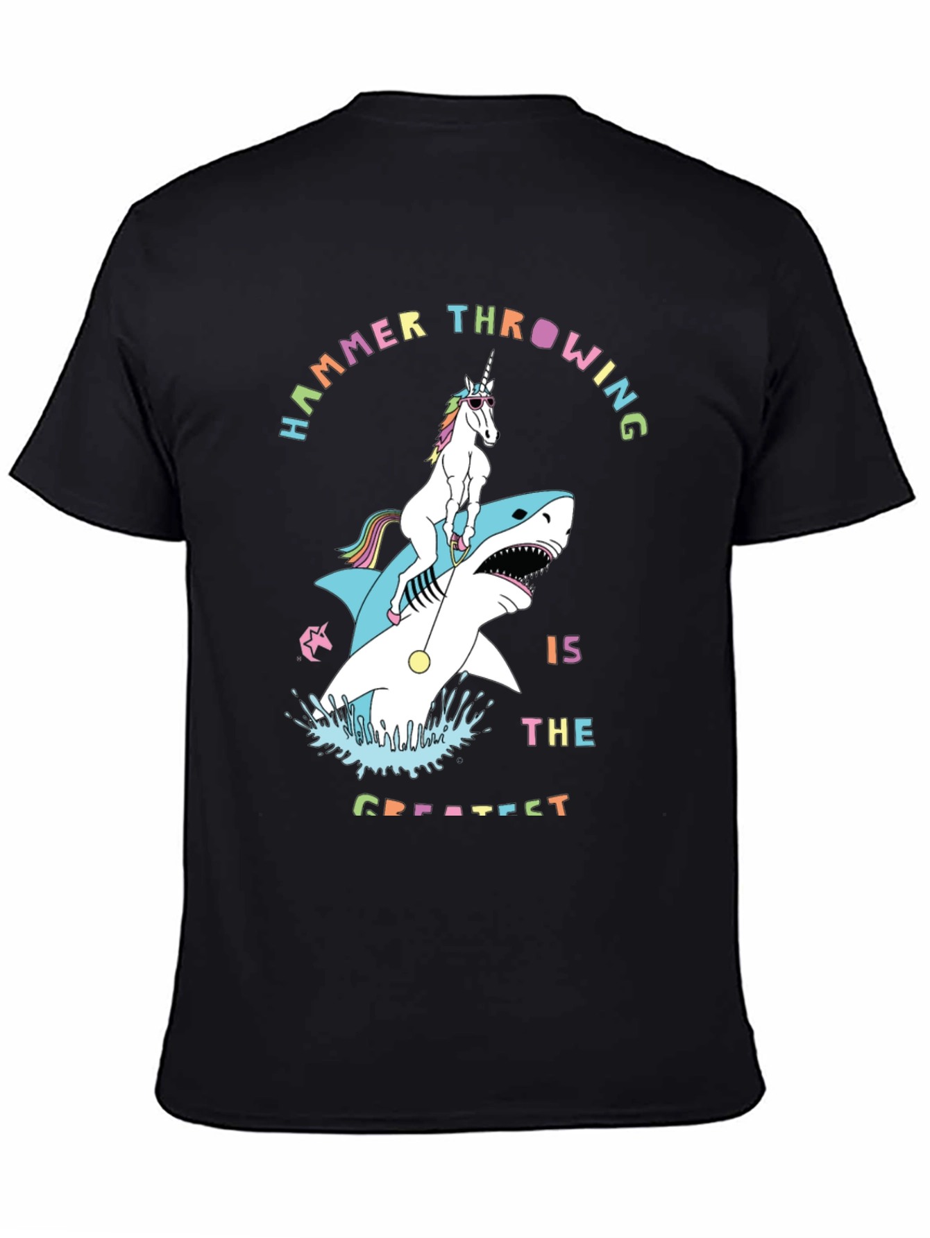 Unicorn Riding Shark Graphic T-Shirt