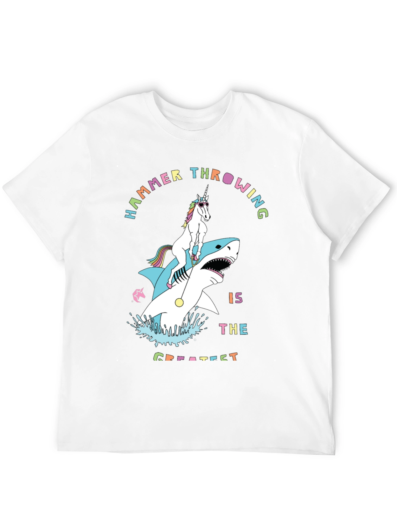 Unicorn Riding Shark Graphic T-Shirt