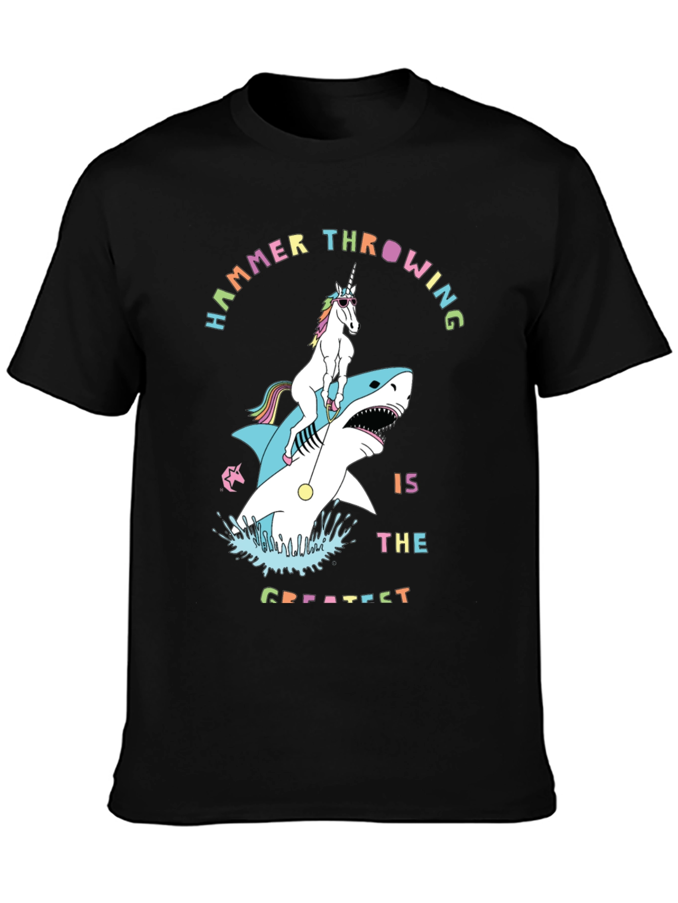 Unicorn Riding Shark Graphic T-Shirt