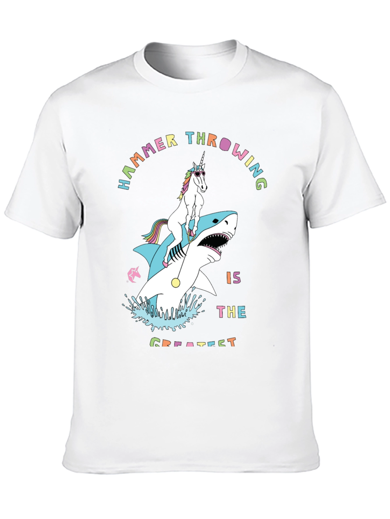 Unicorn Riding Shark Graphic T-Shirt