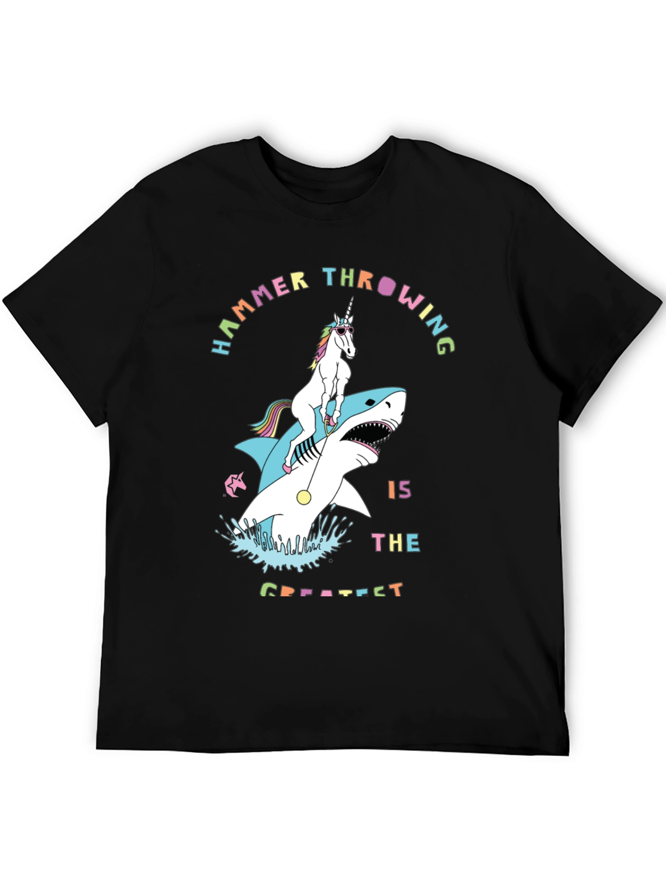 Unicorn Riding Shark Graphic T-Shirt