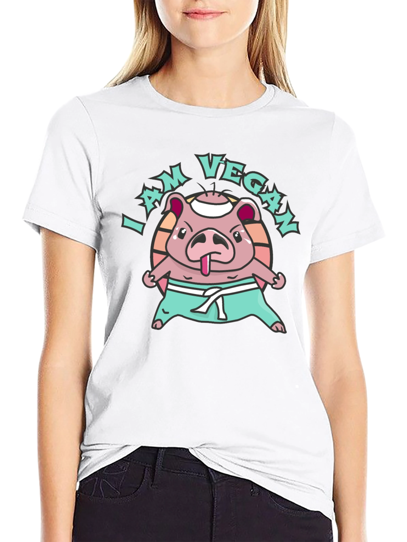 I am Vegan Pig Karate T-Shirt