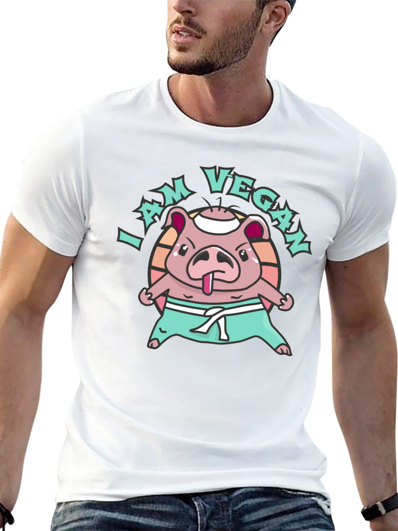 I am Vegan Pig Karate T-Shirt