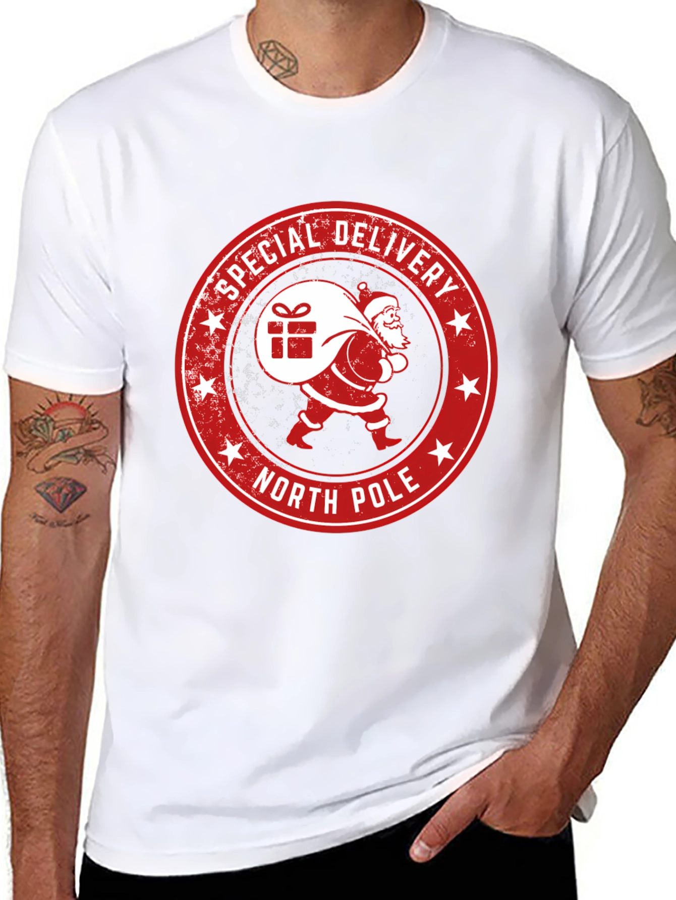 North Pole Special Delivery Santa Graphic Tee