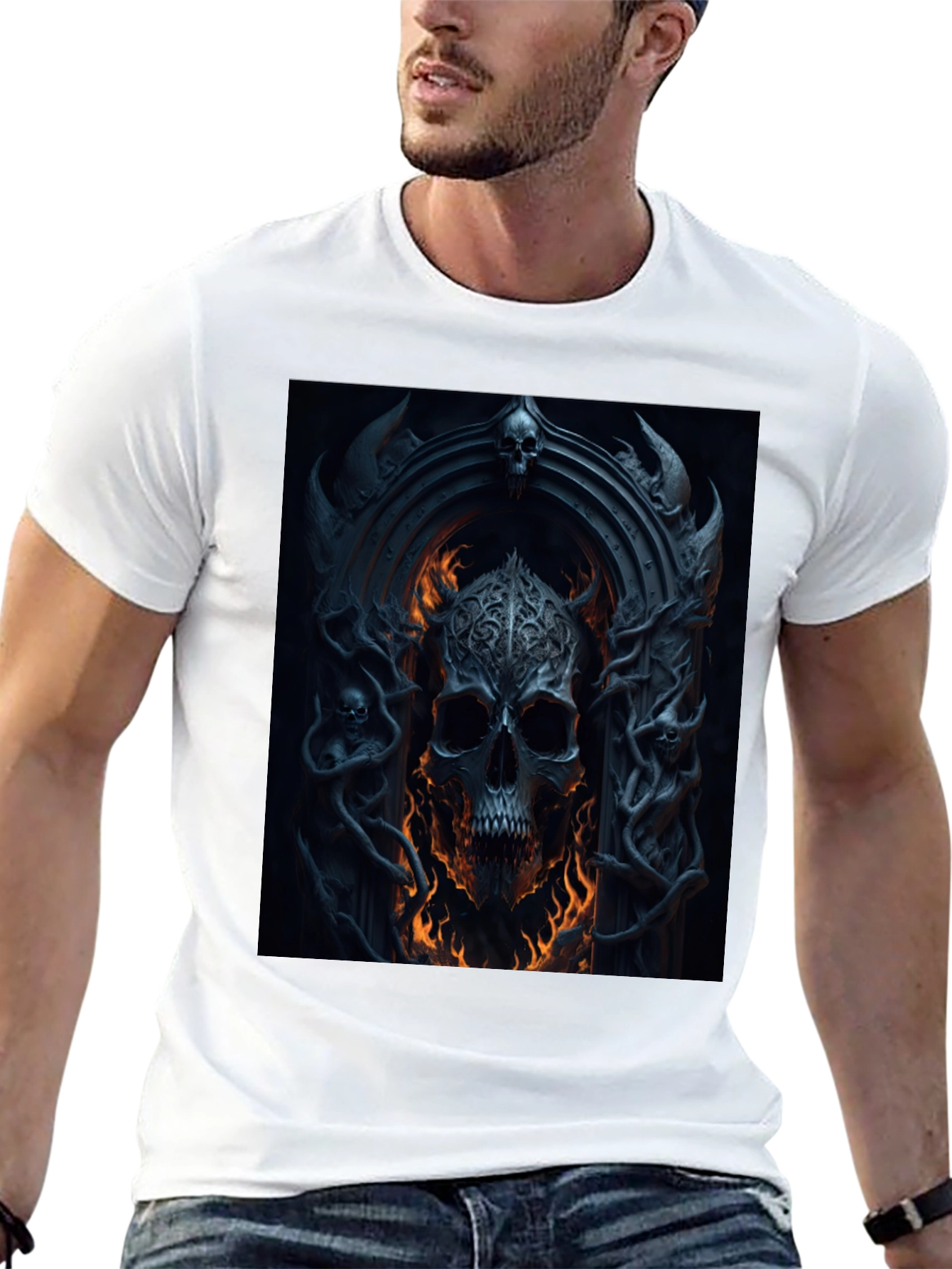 Skull Portal Graphic Black Tee - Gothic Design