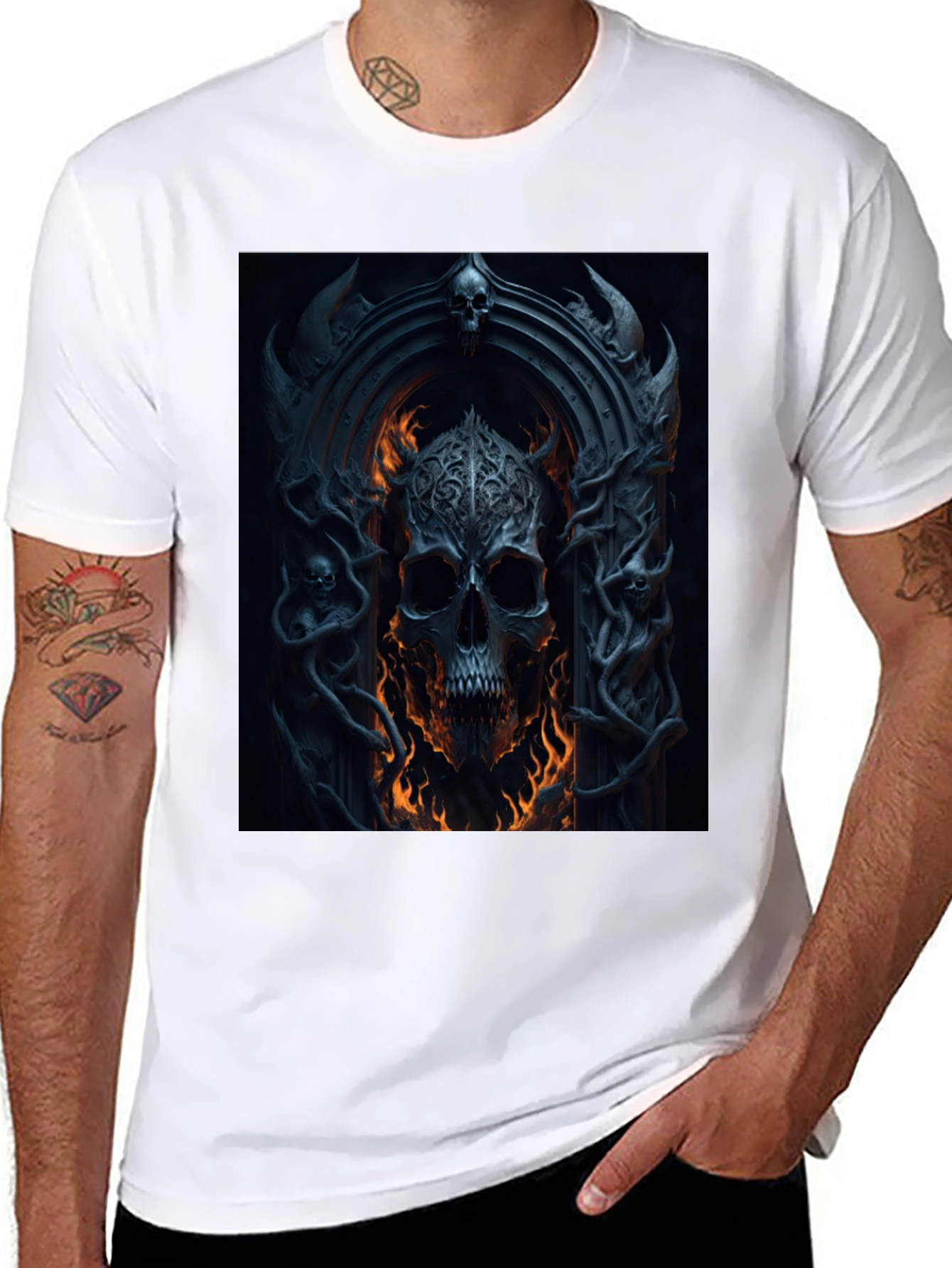 Skull Portal Graphic Black Tee - Gothic Design